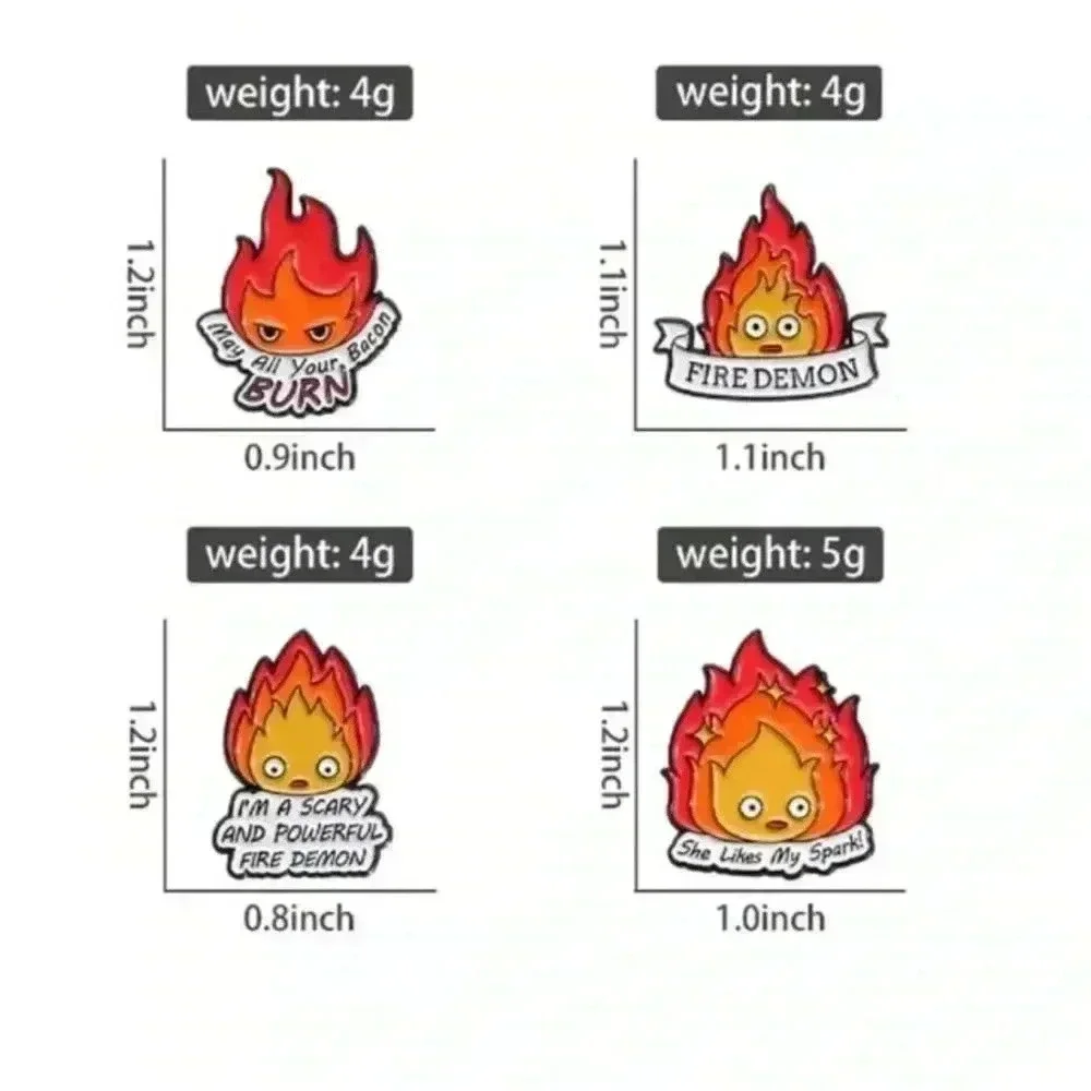 1 piece unisex multicolor flame fire sprite enamel pin brooch backpack clothes